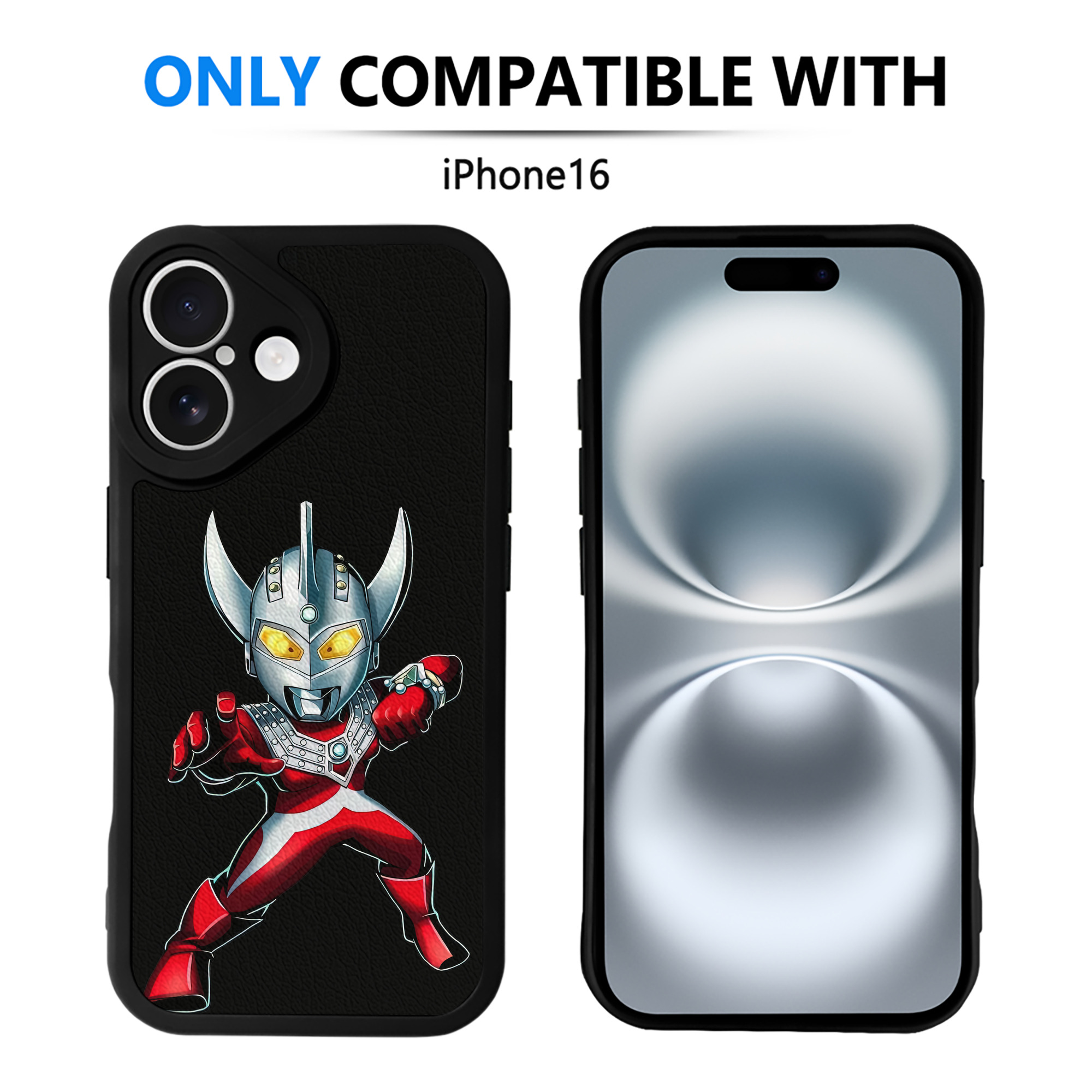 （画像用） ウルトラマン Ultraman 【iPhone 16シリーズ対応】シリコンスマホケース（レザー調） 材質：シリコン